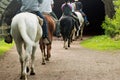 Horseback riding into a tunnel Royalty Free Stock Photo