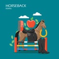Horseback riding vector flat style design illustration Royalty Free Stock Photo