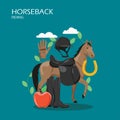 Horseback riding vector flat style design illustration