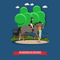 Horseback riding vector illustration in flat style.