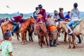 Horseback spectators, Nadaam horse race, Mongolia