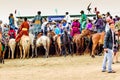 Horseback spectators, Nadaam horse race, Mongolia