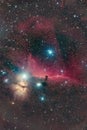 Horsehead Nebula B33 and Flame Nebula NGC2024 Royalty Free Stock Photo