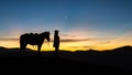 Horseman at Mount Bromo Indonesia Sunrise Royalty Free Stock Photo