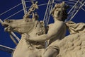 Horseman statue on the Place de la Concorde with ferris wheel, Paris, France Royalty Free Stock Photo