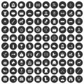 100 horsemanship icons set black circle Royalty Free Stock Photo