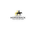 Horsemen Horseback Logo Template. Horses and People Vector Design