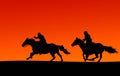 Horsemen Silhouette (clipping paths) Royalty Free Stock Photo