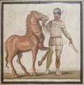 Horsemen and their horse . Roman floor mosaic from villa in the locality Baccano