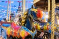 Horses of carnival Merry Go Round. Close up Royalty Free Stock Photo