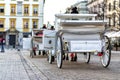 horses with carriage on the main square of Krakow Royalty Free Stock Photo