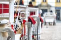 horses with carriage on the main square of Krakow Royalty Free Stock Photo