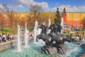 Horses Fountain by Zurab Tsereteli in Alexander Garden in Moscow, Russia Royalty Free Stock Photo