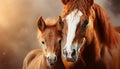 Horses grazing in meadow, enjoying the beauty of nature generated by AI Royalty Free Stock Photo