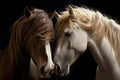 horses grooming each others mane