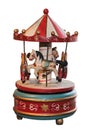 Horses merry go round carousel music box, isolated