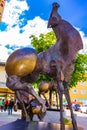 Horses modern art sculptures at main street of Vaduz Liechtenstein Royalty Free Stock Photo