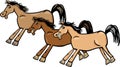 Horses or mustangs cartoon illustration Royalty Free Stock Photo