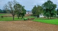 6 Horses Pulling Antique Amish Liquid Manure Tank to Fertilize the Fields