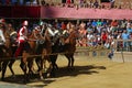 Horses ready to start at Palio of Siena, Italy Royalty Free Stock Photo