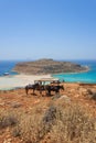 Horses at the resting place on the way to the famous Balos beach, Crete Island, Greece Royalty Free Stock Photo