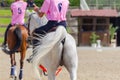 horses and riders at a horseball game Royalty Free Stock Photo