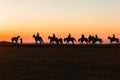 Horses Riders Silhouetted Dawn