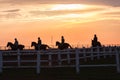 Horses Riders Silhouetted Morning