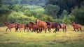 Horses run outdoor Royalty Free Stock Photo