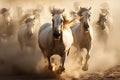 Horses Running - Aggressive Charge Close-Up Shot Reveals Running Animal with Intense Aggression and Fierce Anger, Powerful