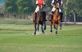 Horse polo players are competing in the polo field Royalty Free Stock Photo