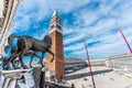 Horses of Saint Mark and view of piazza San Marco in Venice, Italy