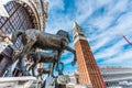 Horses of Saint Mark and view of piazza San Marco in Venice, Italy