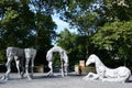 The Horses sculpture by Jean-Marie Appriou at the entrance to Central Park in Manhattan, New York City Royalty Free Stock Photo