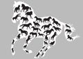 Horses silhouettes inside one horse Royalty Free Stock Photo