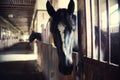 Horses in their stalls, high noise, vintage effect