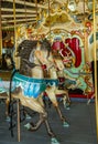 Horses on a traditional fairground B&B carousel at historic Coney Island Boardwalk in Brooklyn Royalty Free Stock Photo