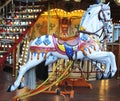 Horses on a traditional fairground carousel in Avignon, France