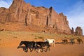 Horses walking in Monument Valley Royalty Free Stock Photo