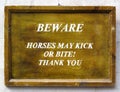 Horses Warning Sign Royalty Free Stock Photo