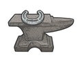 horseshoe on anvil line art sketch vector Royalty Free Stock Photo