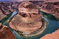 Horseshoe Bend around Colorado River on a sunny day in Arizona, United States Royalty Free Stock Photo