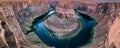 The Horseshoe Bend on a beautiful summer morning, Page, Arizona - Panoramic view Royalty Free Stock Photo