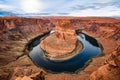 Horseshoe bend canyon giant stone loop panoramic view, looking down at Colorado river bend and red rock canyon, standing Royalty Free Stock Photo