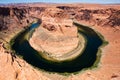 Horseshoe Bend and Colorado river on Arizona. Scenic view of Grand Canyon. Overlook panoramic view National Park in Royalty Free Stock Photo