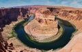 Horseshoe Bend, Colorado River, Arizona on a sunny day Royalty Free Stock Photo