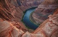 Horseshoe Bend on Colorado River in Glen Canyon. Panoramic view of the Grand Canyon. Royalty Free Stock Photo
