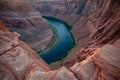 Horseshoe Bend on Colorado River in Glen Canyon. Panoramic view of the Grand Canyon. Royalty Free Stock Photo