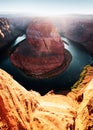 Horseshoe Bend, Colorado River. Grand Canyon, Page, Arizona, Sunset. Royalty Free Stock Photo