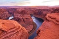 Horseshoe Bend on the Colorado River near Page, beautiful sunset, Arizona, USA Royalty Free Stock Photo